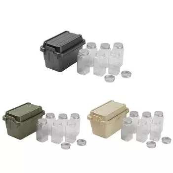 Многофункциональный ящик для хранения на открытом воздухе, набор бутылок для приправ, ящик для хранения 1,1 л, портативный чехол для хранения бумажных салфеток для кемпинга армия зеленый