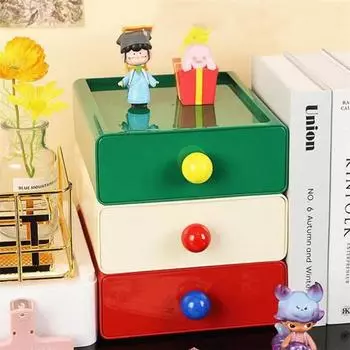 Многофункциональный ящик для хранения на рабочем столе, органайзер для стола с ящиками, штабелируемый, цветной, для канцелярских принадлежностей, косметики, хранения разных вещей чёрный