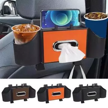 Многофункциональный ящик для хранения на спинке автомобильного сиденья, органайзер для салфеток в машину, очень большое пространство для хранения на спинке 1pc оранжевый