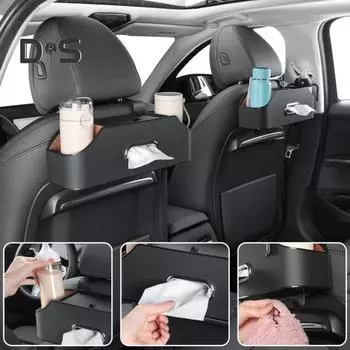 Многофункциональный ящик для хранения на спинке сиденья автомобиля с держателем для бутылок, большая вместимость, универсальный, легко устанавливаемый ящик для салфеток на сиденье автомобиля с крючками 1pc красный