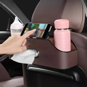 Многофункциональный ящик для хранения на спинке автомобильного сиденья Yousheng с держателем для бутылок, большая вместимость, универсальный, простой в установке ящик для салфеток на сиденье автомобиля с крючками 1pc чёрный