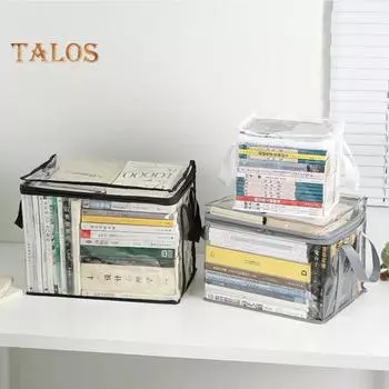 Многофункциональный ящик для хранения, складная коробка для книг с ручкой, застежка-молния, водонепроницаемый ящик для игрушек, прозрачный чехол для хранения S чёрный