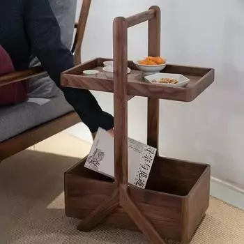 Многофункциональный ящик для переноски из черного ореха, многоуровневый стеллаж для хранения вещей, балкон, гостиная, небольшое пространство, мобильная переносная стойка для хранения вещей