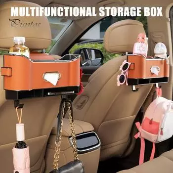 Многофункциональный ящик для салфеток на заднее сиденье автомобиля, большая вместимость, простая установка, органайзер для заднего сиденья автомобиля, ящик для хранения с крючком чёрный