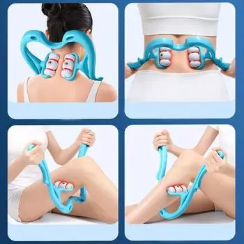 Многофункциональный роликовый массажер с 6 триггерными точками, массажер для шеи, плеч, тела, инструмент для самостоятельного массажа, ручное давление, глубокий массажер