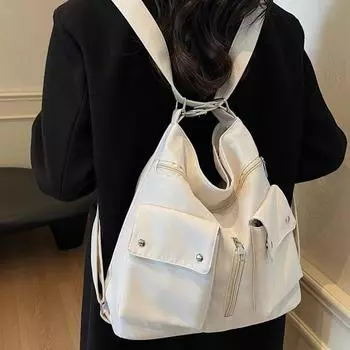 Многофункциональный рюкзак из трех предметов, холщовая сумка, женская сумка, большая вместимость, сумка через плечо для поездок на работу, школьный рюкзак, повседневный рюкзак, наклонная пройма Height 34 Width 35 Thickness 15 чёрный