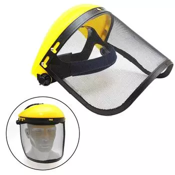 Многофункциональный садовый триммер для травы, защитный шлем, шляпа с сетчатой защитной маской на все лицо для кустореза, защита лесного хозяйства жёлтый