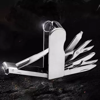 Многофункциональный щипчик для ногтей из нержавеющей стали, ножницы для фруктов, отвертка, открывалка, портативный многоцелевой инструмент EDC серебряный