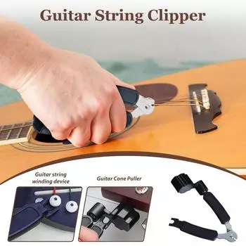 Многофункциональный щипчик для струн гитары, инструмент для удаления гвоздей, щипчик для струн, устройство для намотки струн, инструмент для замены струн One Size чёрный
