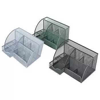 Многофункциональный сетчатый держатель для ручек, 4/6 слотов с ящиком, органайзер для карандашей, школьный и домашний сетчатые держатели для ручек, настольные органайзеры