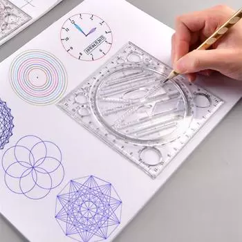 Многофункциональный шаблон чертежа Арт-дизайн Строительство Архитектор Стерео Геометрия Эллипс Чертеж Масштаб Линейка Измерительный инструмент