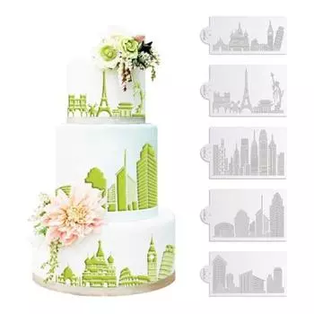 Многофункциональный шаблон для торта, чистый трафарет, ориентир, посуда для выпечки 5pcs