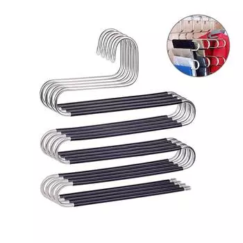 Многофункциональный шкаф из нержавеющей стали, одежда, брюки, юбка, держатель, органайзер для хранения, вешалки, вешалки серебряный/чёрный