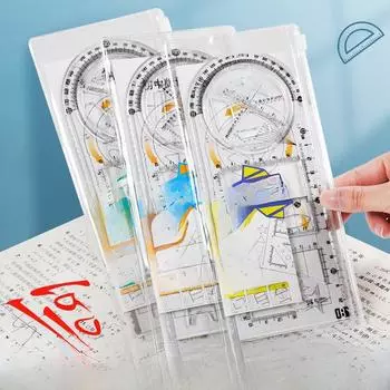 Многофункциональный школьный набор линеек: Подарок в виде детского канцелярского товара — включает линейку, цветочную линейку и транспортир. Other