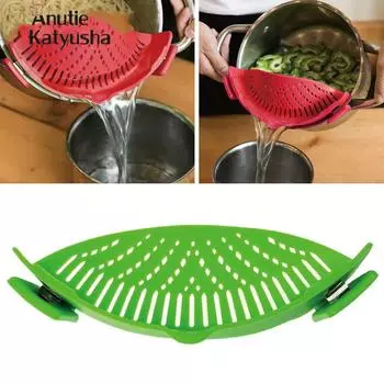 Многофункциональный силиконовый дуршлаг, сливной фильтр, сито, фильтр для риса, фруктов и овощей, перегородка для утечки красный