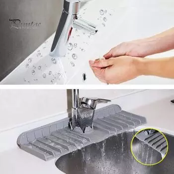 Многофункциональный силиконовый кухонный сливной коврик, брызгозащищенный сливной коврик для крана, противоскользящий складной защитный коврик для раковины светло-серый
