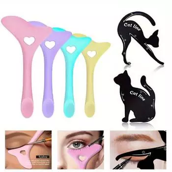 Многофункциональный силиконовый трафарет для подводки для глаз и подводка для глаз «Кошачья подводка» Карты для подводки для ресниц Вспомогательная подводка для глаз Вспомогательный аппликатор для кремовой маски Многоразовый инструмент для макияжа розовый