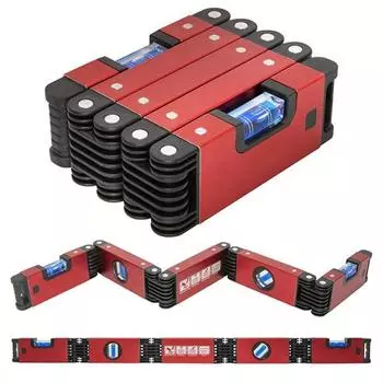 Многофункциональный складной измеритель уровня, 4 синих акриловых флакона, 0,5 мм/м, алюминий, для труб, лестниц, углов, складной, удлиняющий