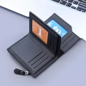 Многофункциональный складной кошелек с несколькими отделениями для карт, кожаный кошелек из искусственной кожи, мужской короткий кошелек для повседневного использования кофейный