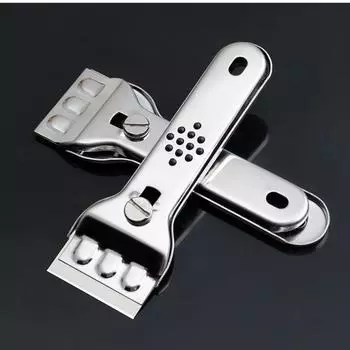 Многофункциональный скребок для варочной панели из нержавеющей стали, стеклокерамический скребок, средство для очистки инструментов для духовки и плиты серебряный