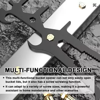 Многофункциональный сплав Многофункциональный открывалка для ведер Открывалка для масляных бочек Крышка консервных банок Пластиковые железные инструменты для открывания галлонных ведер чёрный