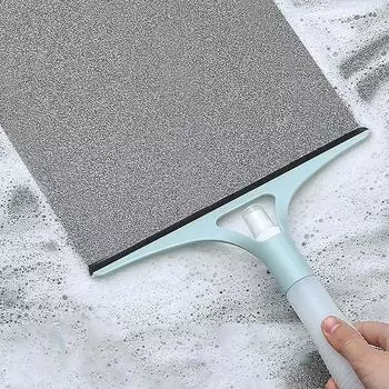 Многофункциональный стеклоочиститель с распылительной насадкой и нескользящей ручкой, многоразовый скребок для мытья окон, пола, двери, стены розовый