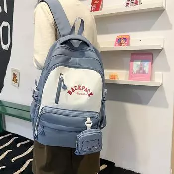 Многофункциональный студенческий рюкзак большой вместимости хаки