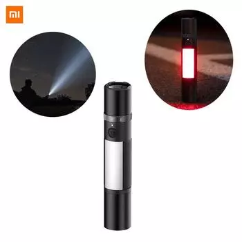Многофункциональный светодиодный фонарик Xiaomi Mijia, ультра яркий фонарик с масштабированием, оконный выключатель, резак для ремней безопасности, автомобильное аварийное освещение чёрный