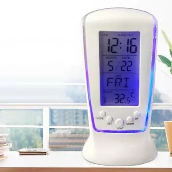 Многофункциональный светодиодный календарь с синей подсветкой, дисплей температуры, музыкальный будильник