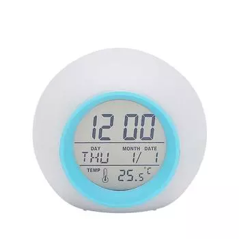 Многофункциональный светодиодный настольный будильник, 7 цветов, меняющий цифровое пробуждение синий