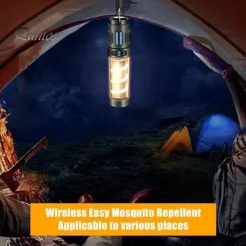 Многофункциональный светодиодный походный светильник отпугиватель комаров с регулируемой яркостью, супер яркий IPX5, водонепроницаемый перезаряжаемый портативный фонарь от комаров чёрный