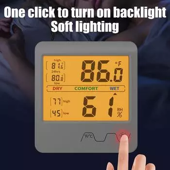 Многофункциональный термометр-гигрометр, датчик влажности в помещении, электронный монитор температуры и влажности, часы, метеостанция белый