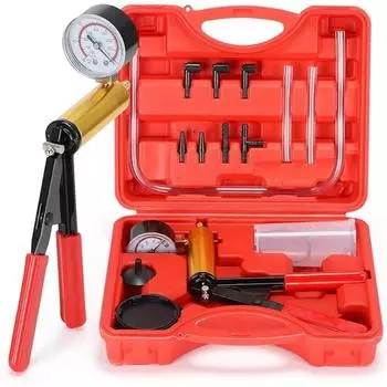 Многофункциональный тестер автомобильного вакуумного насоса, инструмент для слива жидкости ручного тормоза, 0 ~ 30 дюймов рт. ст. 0 ~ 760 мм рт. ст.(кПа) Можно легко опорожнить автомобильный тормоз, универсальный мотоцикл. 26.228cm красный