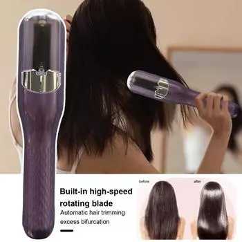 Многофункциональный триммер для волос с функцией ухода за волосами Blu-ray Перезаряжаемая электрическая машинка для стрижки волос типа C Автоматическое выпрямление и стрижка 2-в-1 розовый