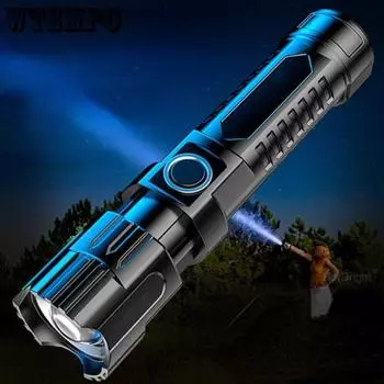 Многофункциональный уличный яркий светодиодный дистанционный фонарик с USB-быстрой зарядкой и телескопическим зумом, портативный мощный фонарик чёрный