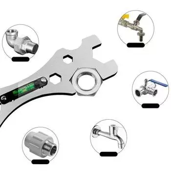 Многофункциональный универсальный ключ с углом изгиба, ручной гаечный ключ для ремонта крана, сантехнические инструменты для бытовых кранов, труб, туалетов