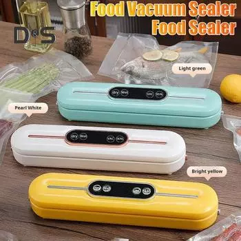 Многофункциональный вакуумный упаковщик, 2 режима запечатывания, цифровой дисплей, простой в использовании, полностью автоматический вакуумный упаковщик с 10 вакуумными пакетами US Plug жёлтый