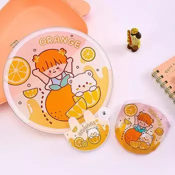 Многофункциональный веер, летний милый мультяшный тканевый веер, мультяшный мини-тканевый складной веер, карманный круглый веер, детский портативный складной веер