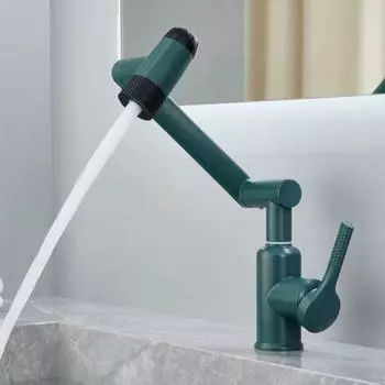 Многофункциональный водопадный смеситель для раковины с 4 режимами выпуска воды, вращение на 360°, смеситель для раковины с горячей и холодной водой для ванной комнаты белый