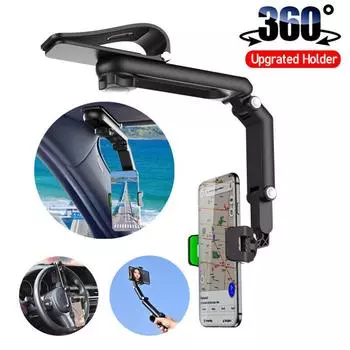 Многофункциональный вращающийся автомобильный держатель для телефона, выдвижная подставка, крепление для заднего зеркала от солнца, GPS, приборная панель Tele Q2B0 Green-1pcs