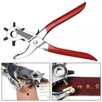Многофункциональный вращающийся кожаный пробойник плоскогубцы инструмент для ремешка часов бытовой DIY кожевенный ремесло кожаный ремень дырокол плоскогубцы красный