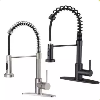 Многофункциональный выдвижной смеситель для кухни с пружиной, смесители с выдвижным распылителем, мойка для овощей black with pipe base