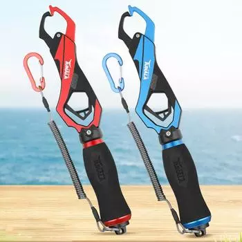 Многофункциональный захват для рыбы, захват для губ из алюминиевого сплава, рыболовные плоскогубцы, работа одной рукой, противоскользящие для любителей рыбалки синий