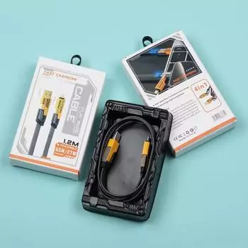 Многофункциональный зарядный кабель Mecha PD65W 4-в-1 для устройств Apple и Type-C Mecha Cable 4-in-1 Packaged [2m]