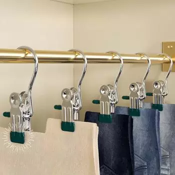 Многофункциональный зажим для брюк из нержавеющей стали, зажим для домашнего гардероба, шляпа для хранения одежды, зажим для носков, крючок без следов, прищепка 10.5*4cm белый