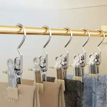 Многофункциональный зажим для крючков для одежды, нескользящий зажим для брюк, вешалка для одежды с одним крючком из нержавеющей стали для носков, юбки, шляпы, колготок, сушки 5-Pack синий