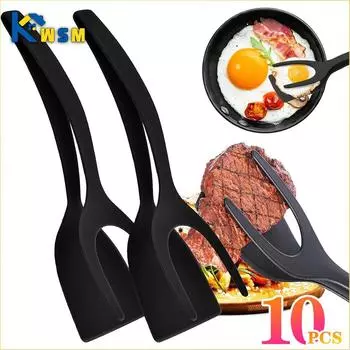 Многофункциональный зажим для шпателя Ales Steak Brat, нейлоновый зажим для шпателя 2-в-1, зажим для шпателя Lebensmittel, зажим для шпателя для омлета, зажим для шпателя с откидной крышкой 1pcs серый