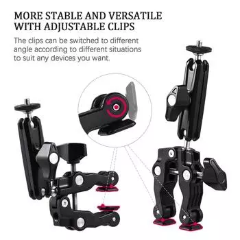 Многофункциональный зажим для велосипедного руля, адаптер, крепление, шаровой зажим, двойная вращающаяся на 360 градусов шаровая головка чёрный