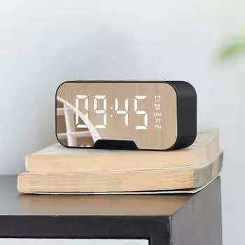 Многофункциональный зеркальный светодиодный бесконечный Bluetooth-динамик будильник портативный мини-голосовой трансляции цифровые карманные часы для дома белый