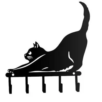 Многофункциональный железный настенный крючок, симпатичная вешалка для ключей в виде кошки, вешалка для одежды, в прихожей, коридоре, на кухне, настенный декоративный крючок